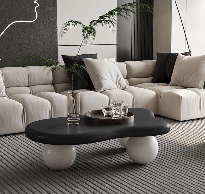 40” Cloud Coffee Table with 3 Ball Legs, Modern Irregular Center Table - Image 5
