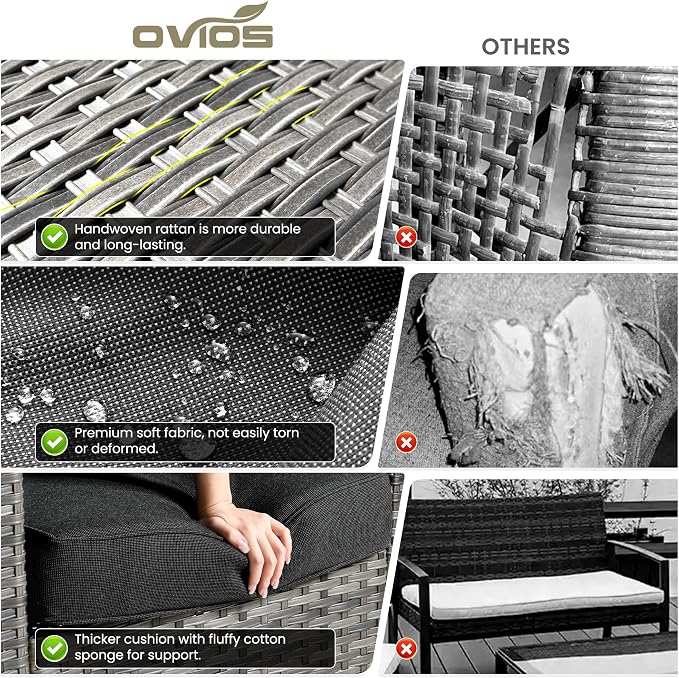 ovios 5-Piece Patio Furniture Set, Outdoor Wicker Sofa - Image 8