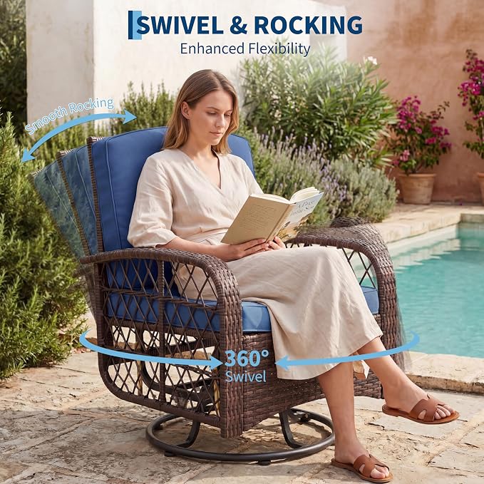 3-Piece Patio Furniture Set, 2 Swivel Rocking Chairs - Image 5