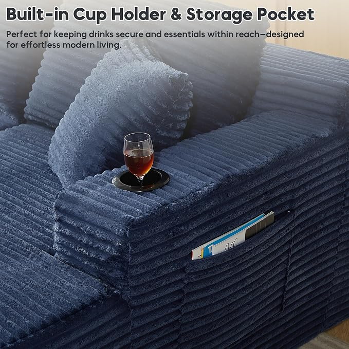 125 Inch Modular Sectional Sofa, Cloud Couch Oversized U Shaped Corduroy Sofa - Image 4