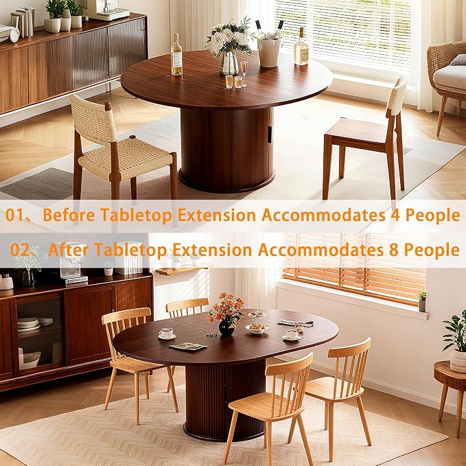 Wildhome Extendable Round Dining Table - Image 4