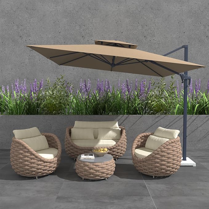 TWT Outdoor Patio Furniture Set-5 Pieces Aluminum Sectional Sofa, Metal Patio - Image 7