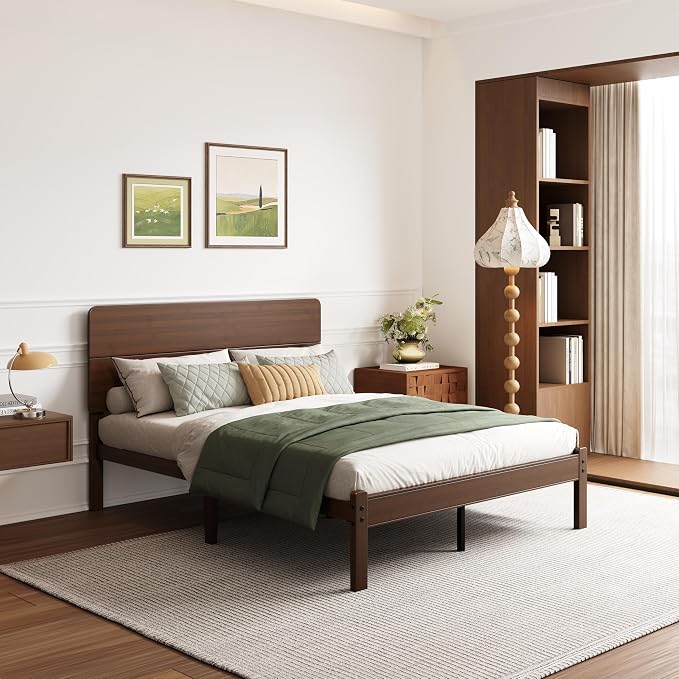 BOSRII 14in High Solid Bamboo Wood Platform Queen Size Bed Frame - Image 4