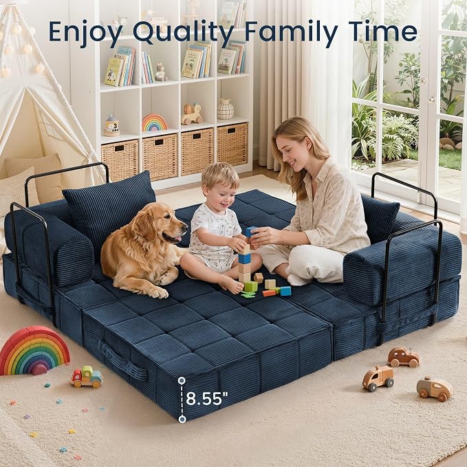 Korser Folding Convertible Sofa Bed, Corduroy Upholstered Boneless Couch - Image 5