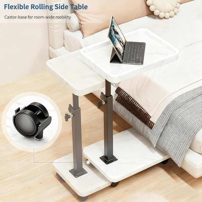 C Table End Table Adjustable Height, 360°Swivel TV Tray Table - Image 4