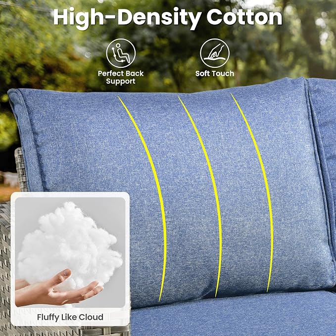 ovios 6 Pieces Patio Furniture Set, Outdoor Wicker Sofa Couch - Image 6