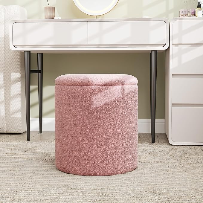 Cmishe Ottoman Poufs with Storage, Soft Upholstered Vanity Stool - Image 5