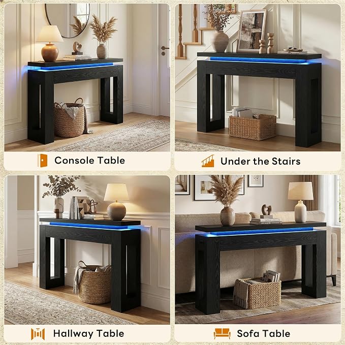 LIKIMIO Console Table with Drawers, Modern Entryway Table with LED Lights and - Image 6