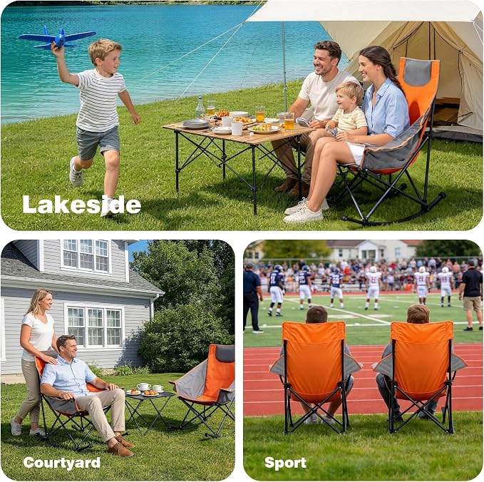 SUNNYFEEL Oversized Rocking Camping Chair 2 Pack, Fully Padded Patio Chair - Image 7