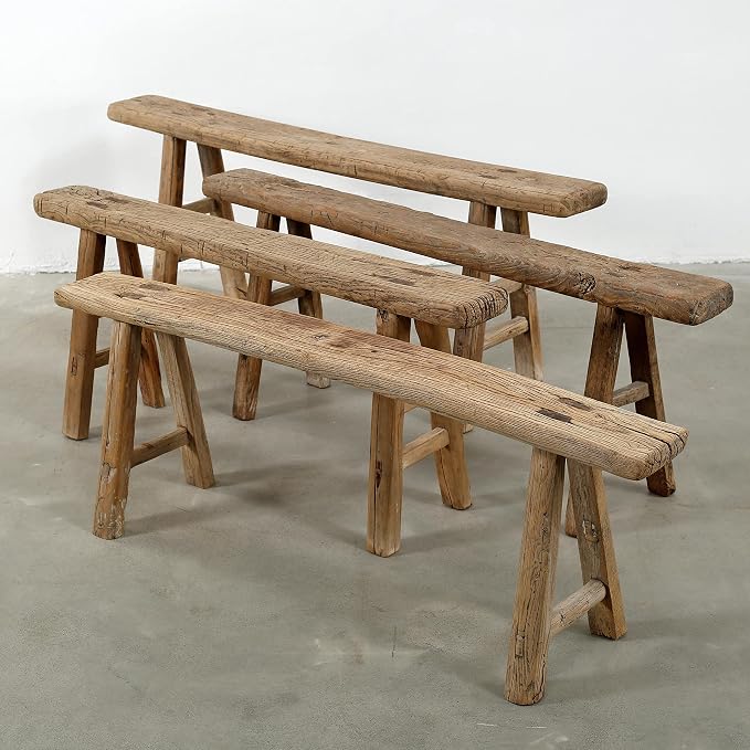 Artissance Handmade Wooden Entryway Bench, Vintage Noodle Bench - Image 12