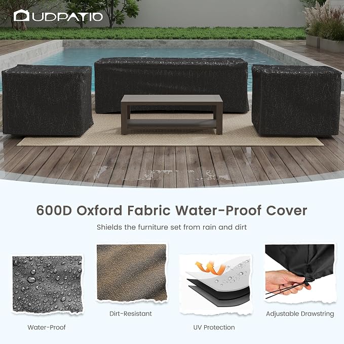 UDPATIO Aluminum Patio Furniture Set, Faux Wood Grain Modern Outdoor Furniture - Image 9
