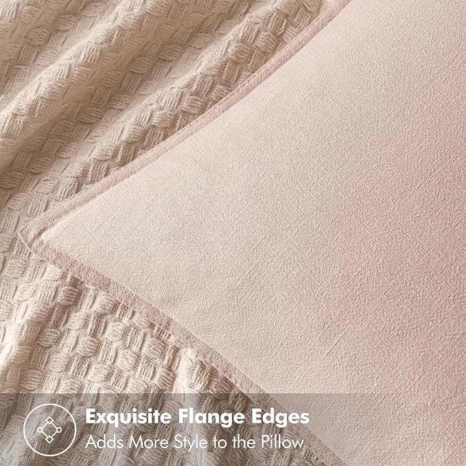 MIULEE Decorative Linen Pillow Covers 20x20 Inch Light Pink ​Boho Farmhouse​ - Image 2
