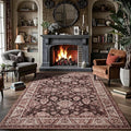 Area Rugs for Living Room, 4x6 Washable Rugs for Bedroom, Non-Slip Retro Floral by Rtizon