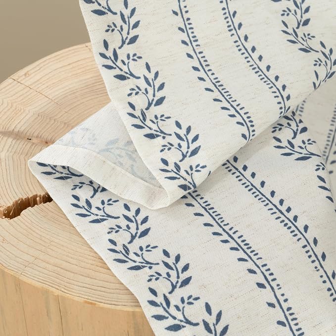 BGment Short Navy Blue Vintage Floral French Country Curtains 54 Inch Length - Image 8