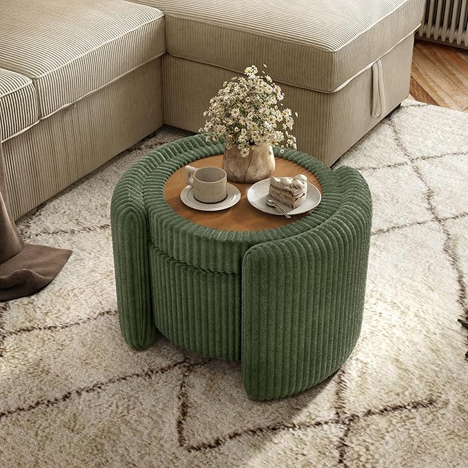 Furniture of America Lennox Modern Chenille 25-inch Round Storage Ottoman by FurnitureofAmerica