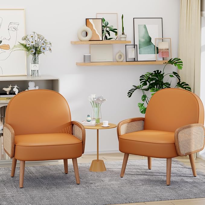 Aklaus Mid Century Modern Accent Chair Set of 2 Armchair - Image 7