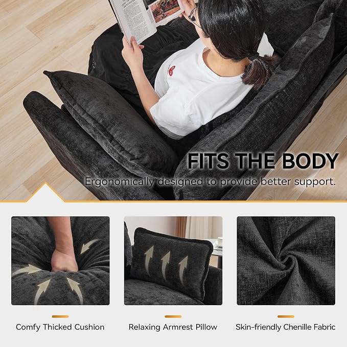 147'' Modualr Sectional Cloud Deep Seat Couch, Oversized Chenille U Shaped - Image 4
