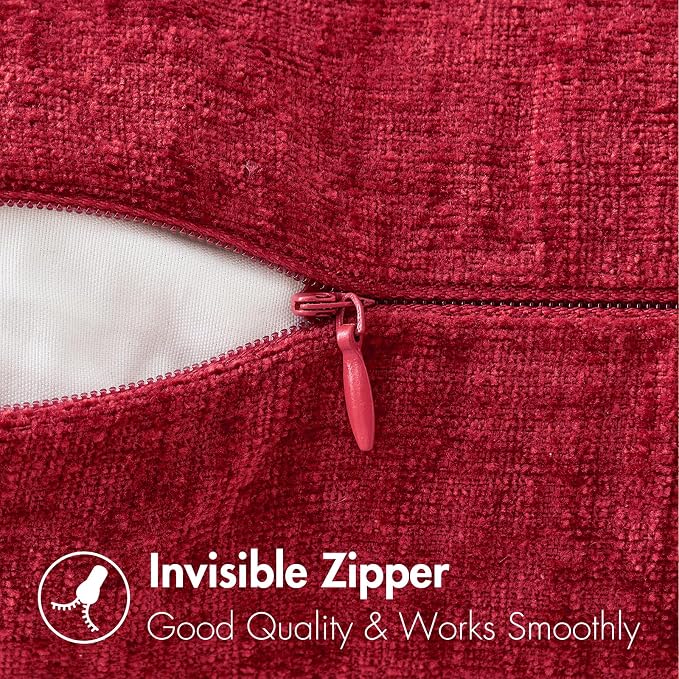 MIULEE Pack of 2 Red Couch Throw Pillow Covers 12x20 Inch Soft Chenille Lumbar - Image 3