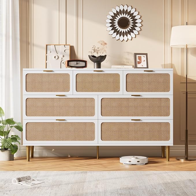 GarveeHome Rattan 7 Drawer Dressers by GarveeHome