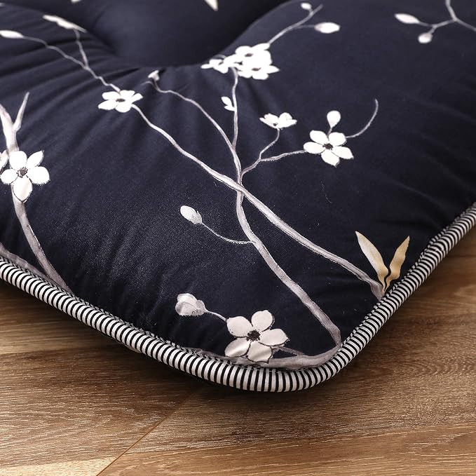 MAXYOYO Japanese Floor Mattress Navy Floral Printed Futon Mattress Foldable - Image 7