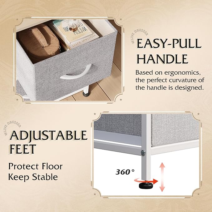 WLIVE Dresser for Bedroom with 5 Drawers, Wide Chest of Drawers, Fabric Dresser - Image 7