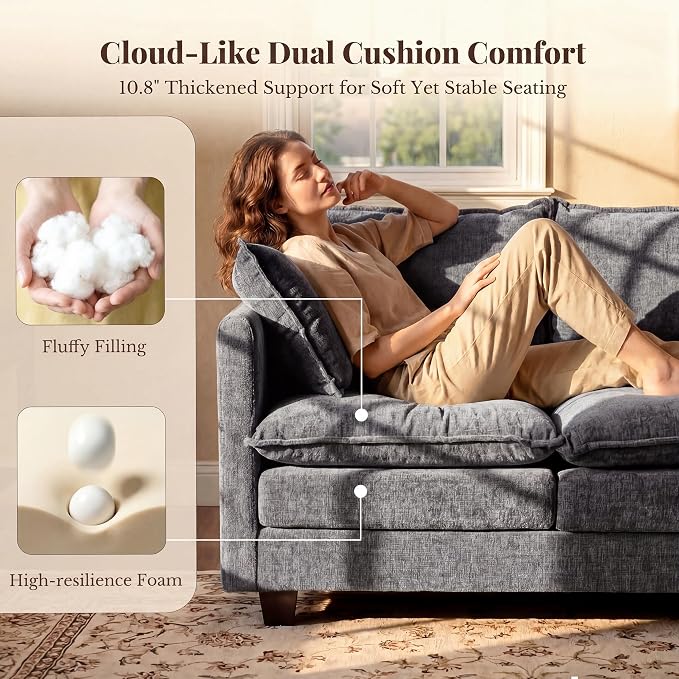 Loveseat Sofa with Cloud 3-Layer Cushion & 27" Deep Seat, Modern Love Seat - Image 4