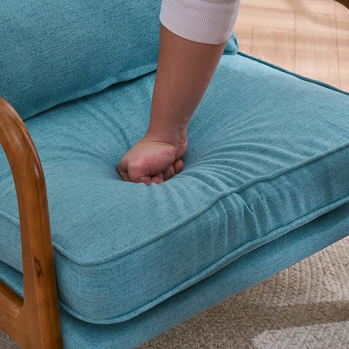 Bonnlo Teal Accent Chairs Set of 2, Upholstered Mid Century Modern Lounge - Image 3