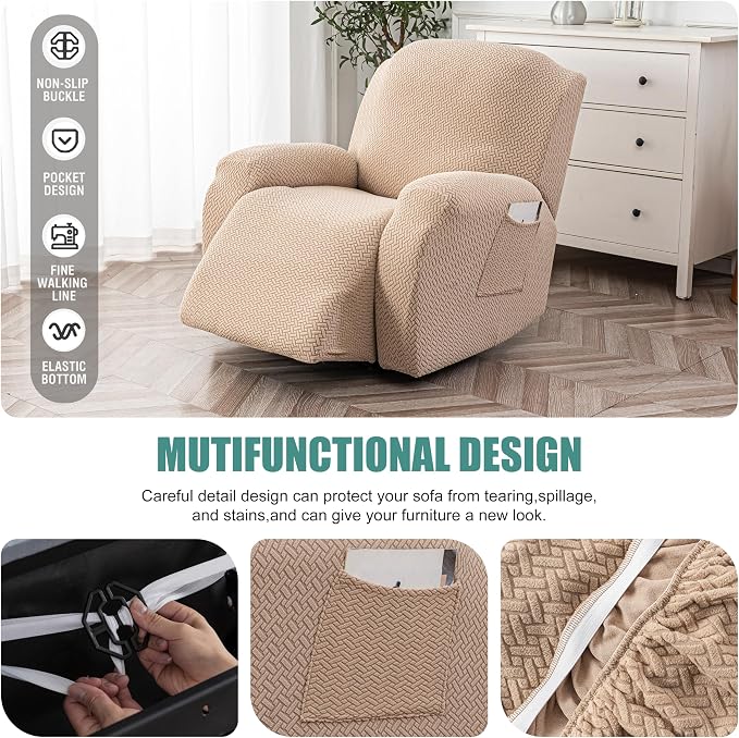 Genina Recliner Chair Cover, Stretch Reclining Chair Covers, Recliner Sofa - Image 4