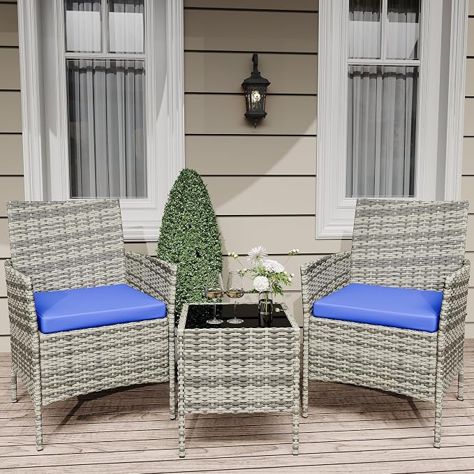 GarveeLife 3-Piece Patio Furniture Set, Rattan Outdoor Furniture by GarveeLife