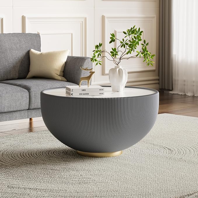 Round Marble Coffee Table Set of 2, 2 Piece White Coffee Table and End Table - Image 8