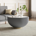 Round Marble Coffee Table 27.56" Bucket Shaped Fluted Coffee Table by Henf