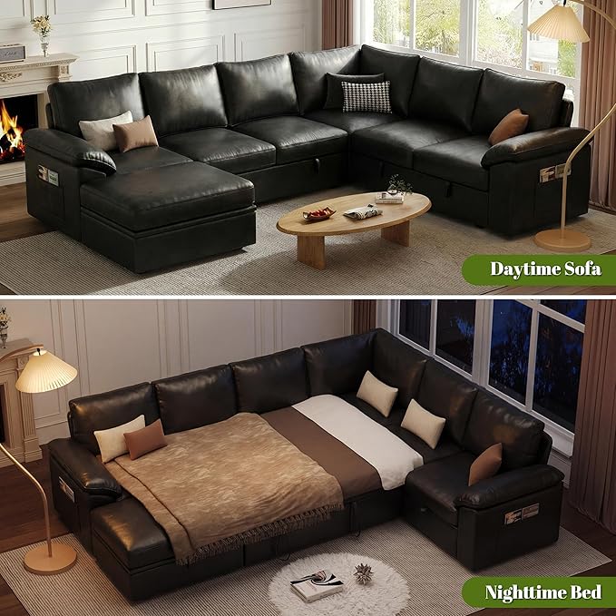 108 Inch Faux Leather Modular Sectional Sofa - Image 3