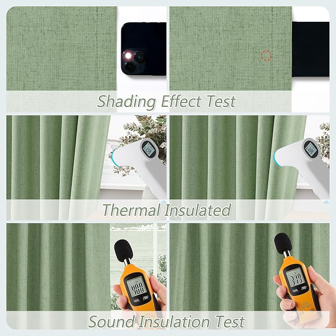 Guken 100% Blackout Linen Curtains 84 Inch Length 2 Panels Set - Image 5
