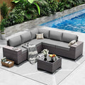 Outdoor Patio Furniture Set, 6 Pieces Outdoor Sectional Furniture High Backrest by ASJMR