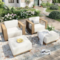 MIXPATIO 4 Pcs Outdoor Patio Furniture Set, 2 Rattan Single Sofa, 2 Ottomans by MIXPATIO
