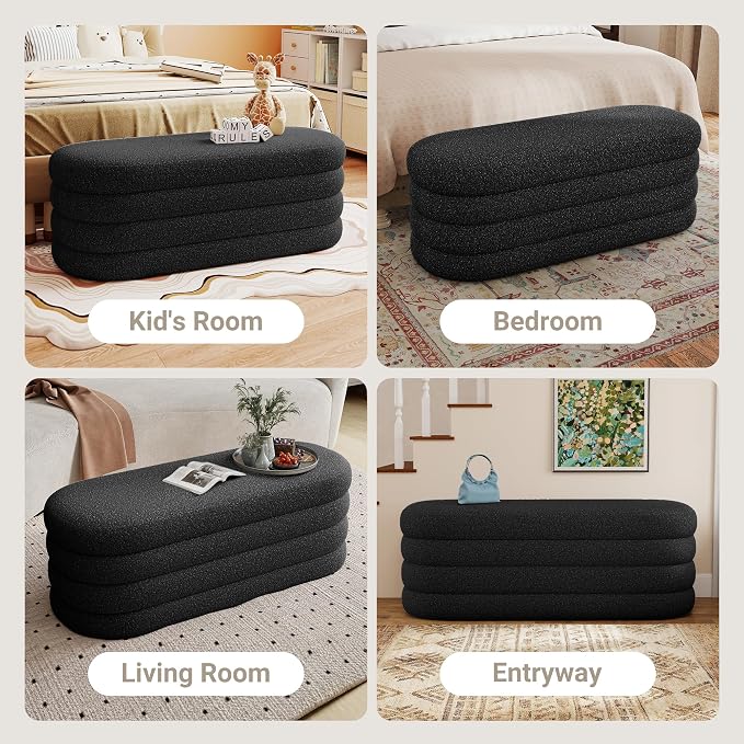Busaurus Storage Ottoman Bench 49.2 Inch Upholstered Fabric Storage Bench - Image 7