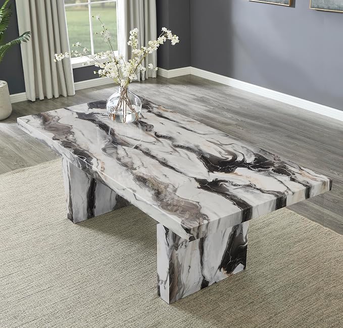Roundhill Furniture Cavira Modern Faux Marble Dining Table - Image 3