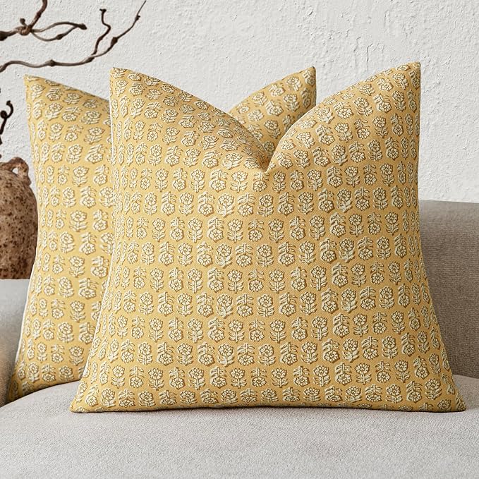 Foindtower Set of 2 Decorative Neutral Floral Print Throw Pillow Covers Vintage by Foindtower