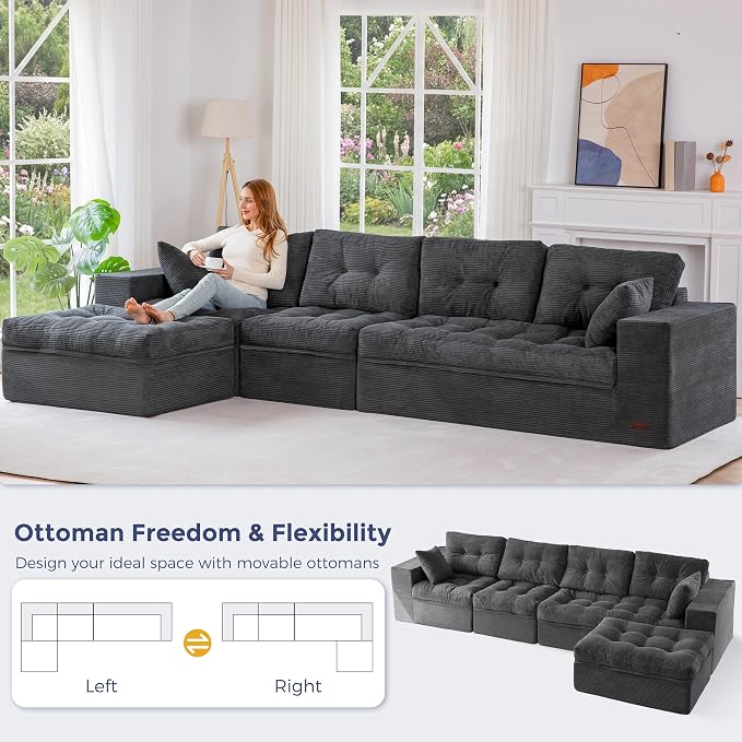 MAXYOYO 132" L Shaped Modular Sectional Sofa - Image 5