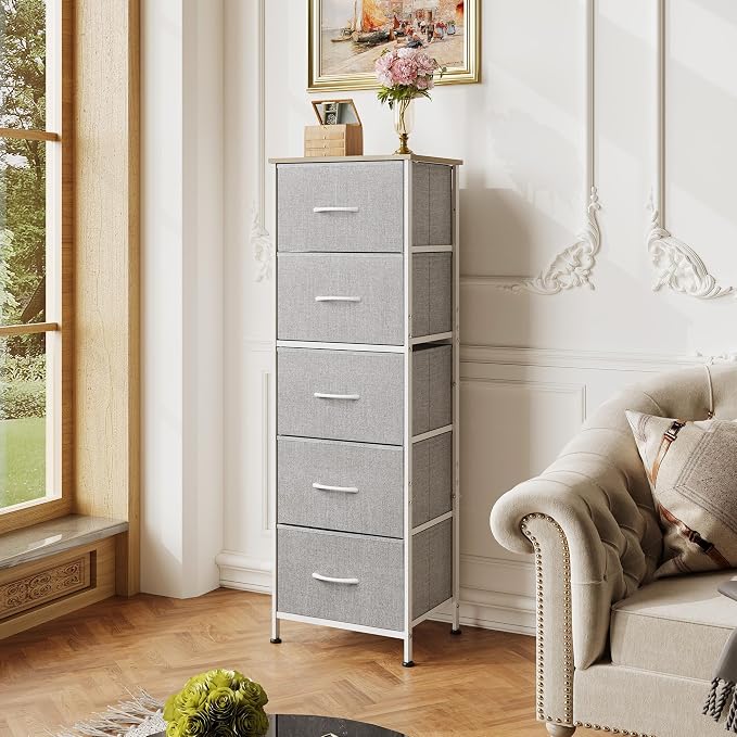 WLIVE Fabric Dresser, 5-Drawer Tall Dressers - Image 2