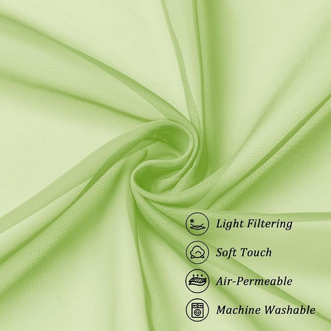 Chyhomenyc Lime Sheer Curtains 96 inches Long 2 Panels, Light Filtering Soft - Image 6