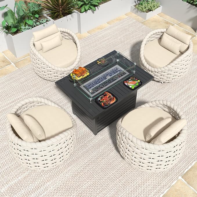 TWT 5-Piece Aluminum Patio Furniture Set, Olefin Armchairs - Image 8
