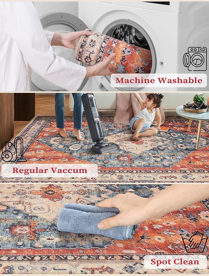 SERISSA Boho Kitchen Runner Rug, 3x7 Washable Non-Slip Runner Rug - Image 3