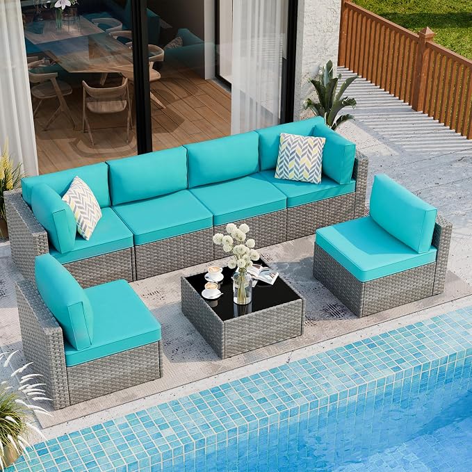 7 Piece Outdoor Patio Furniture Set, All Weather Conversation Set by Shintenchi%7CFurnitureMadeforRealLife