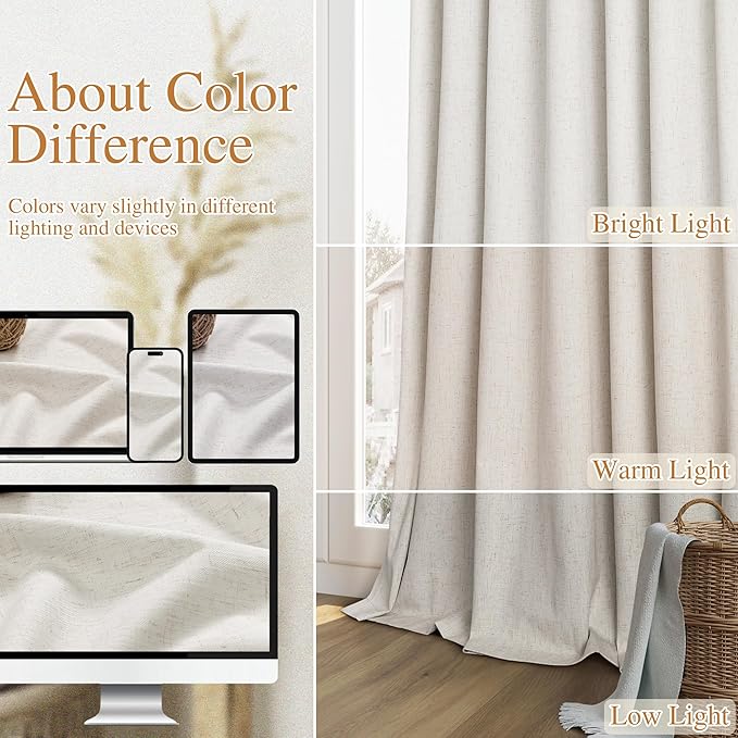 Guken Boho 86 Inches Long 100% Blackout Curtains 2 Panels Set - Image 7