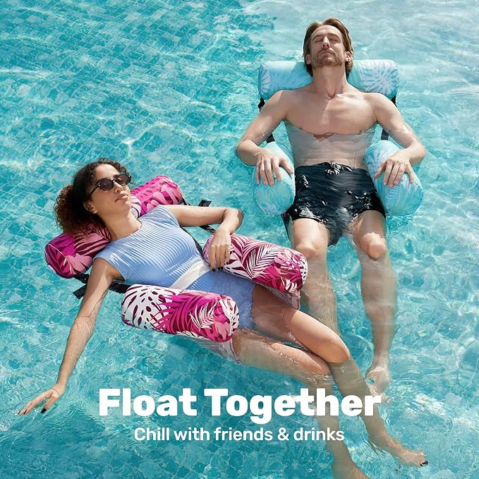 SLOOSH Inflatable Pool Floats Adult, 2 Packs Floating Lounge Chairs, Blow up - Image 3