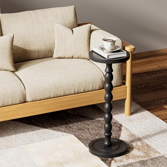Rubber Wood‌ Small Side Table, Solid Wood‌ Round End Tables - Image 6