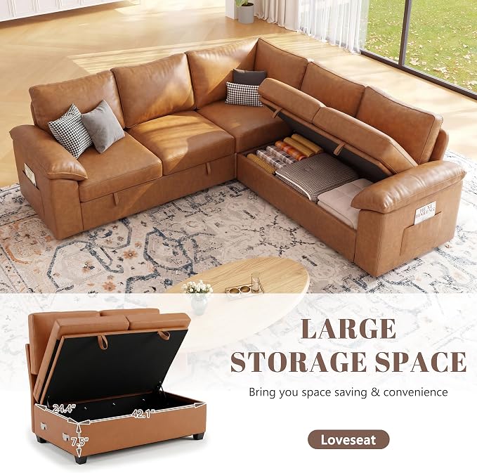 85 Inch Faux Leather Modular Sectional Sofa - Image 6