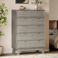 BORNOON 46" Tall Dresser for Bedroom, 6-Drawer Fluted Chest of Drawers by BORNOON