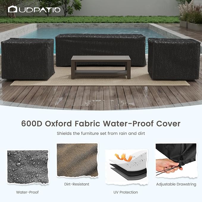 UDPATIO Aluminum Patio Furniture Set, Faux Wood Grain Modern Outdoor Furniture - Image 8